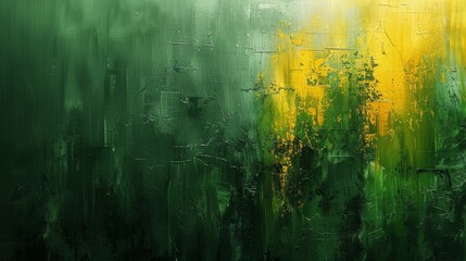 A modern abstract background. Golden brushstrokes on a textured background. Oil on canvas. Horses, green, gray, vintage wallpaper, posters, cards, murals, carpets, hangings, prints... - obrazy, fototapety, plakaty