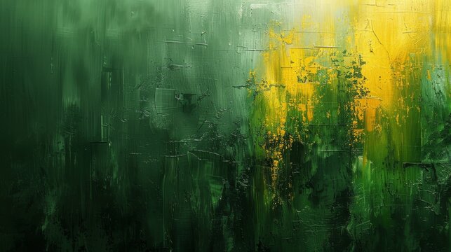 A modern abstract background. Golden brushstrokes on a textured background. Oil on canvas. Horses, green, gray, vintage wallpaper, posters, cards, murals, carpets, hangings, prints...