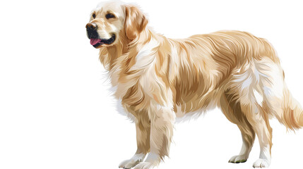 Golden Retriever dog, full body, beautiful, transparent background