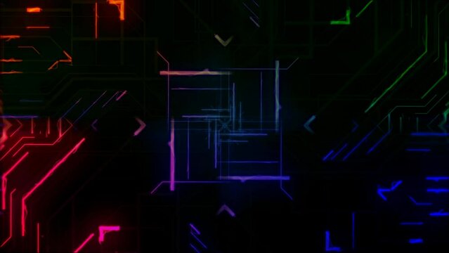 abstract background with lines. Animation of technological chain graphics, background