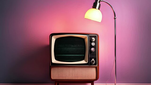 Effetto rumore statico sul vecchio televisore vintage, stanza retr&ograve;