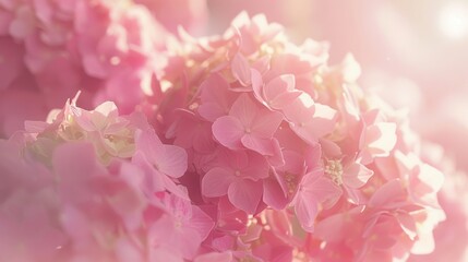 Delicate Pink Hydrangea Petals in Soft Sunlight