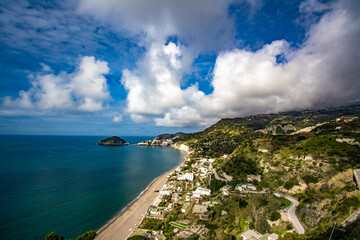 Landscape view of Maronti Beach, Ischia Island