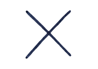 Hand drawn black x sign on transparent background