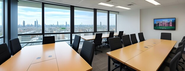 Fototapeta na wymiar 高層オフィスビルの見晴らしの良い会議室（ミーティングルーム）、ビジネス