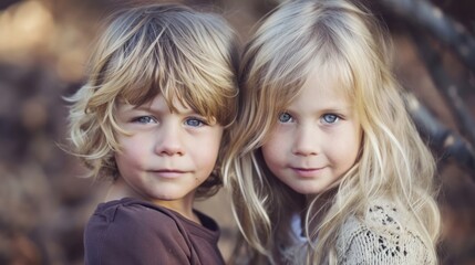 Two Young Children Standing Together Generative AI