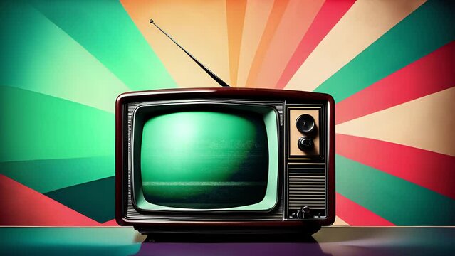 Effetto rumore statico sul vecchio televisore vintage, stanza retr&ograve;