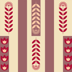 Modern geometric flower pattern. Retro Scandinavian style.