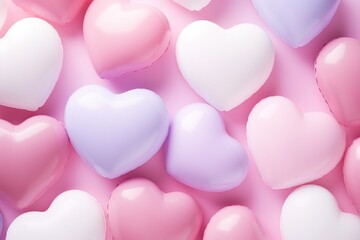 A set of delicate multi-colored inflatable layers for Valentine's Day. - obrazy, fototapety, plakaty