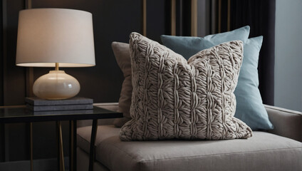 A contemporary room setting with a sleek basket holding a plush pillow, blending modern design with inviting comfort.