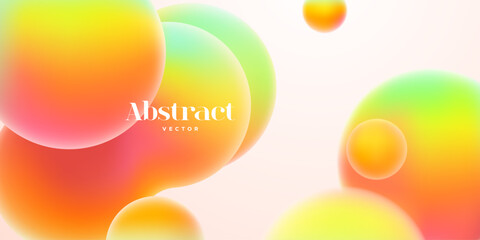 Gradient background with colorful metaball shapes. Morphing multicolored blobs. Vector 3d illustration. Abstract 3d background. Liquid colors. Banner or sign design - 761591619