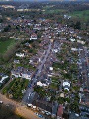 Aerial View of Illuminated Harpenden Town of England UK During Night