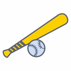 Baseball stick icon. Flat image
