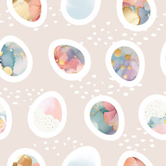 Seamless pattern with beautiful Easter eggs. Vector illustration