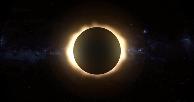 A slow zoom to a total solar eclipse in deep space.  	