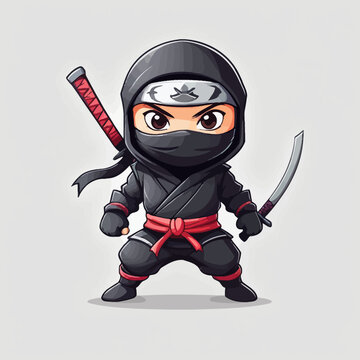 Cute Ninja Cartoon Design Very Cool