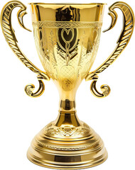 Fototapeta na wymiar Golden trophy cup, cut out transparent