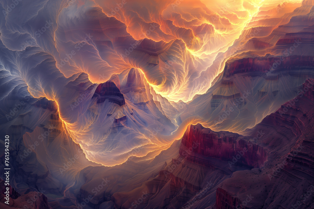 Aufkleber surreal colorful landscape inspired by grand canyon. abstract colorful background image. created wit