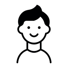 black vector boy icon on white background