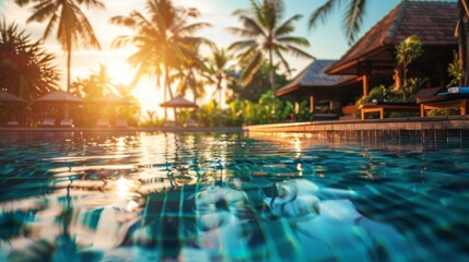 Obraz premium tropical paradise luxury resort background with selective focus 