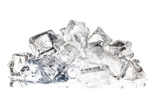 Ice cubes from pure water isolated on background, Group of frozen ice place on floor, water solid forming.