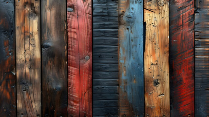 Thin color stained wooden wainscotting paneling wall, detailed surface material texture