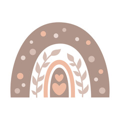 Rainbow clipart in cartoon flat style. Hand drawn vector illustration.