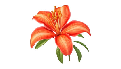 orange tiger lily isolated on transparent background cutout