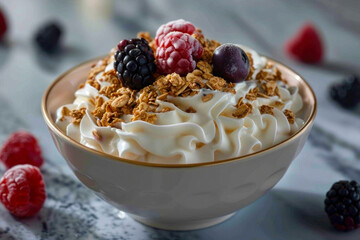 Creamy Yogurt with Granola and Berries.
