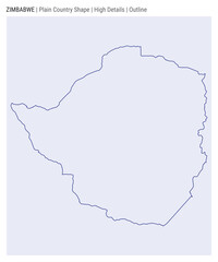 Zimbabwe plain country map. High details. Outline style. Shape of Zimbabwe. Vector illustration.