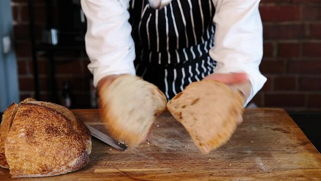 Artisan sourdough bread. Tartine. Bread for sandwiches, toasts and sandwiches