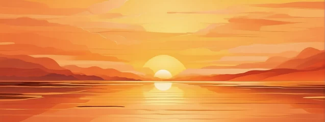 Foto auf Acrylglas A radiant background with gradients of yellow and orange, capturing the warm glow of the golden hour. The fiery hues create a sense of warmth and tranquility. © xKas