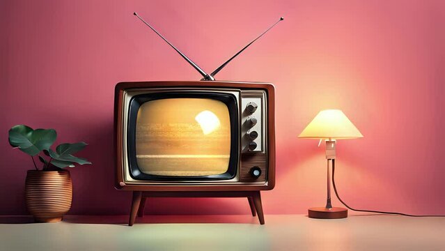 Effetto rumore statico sul vecchio televisore vintage, stanza retr&ograve;