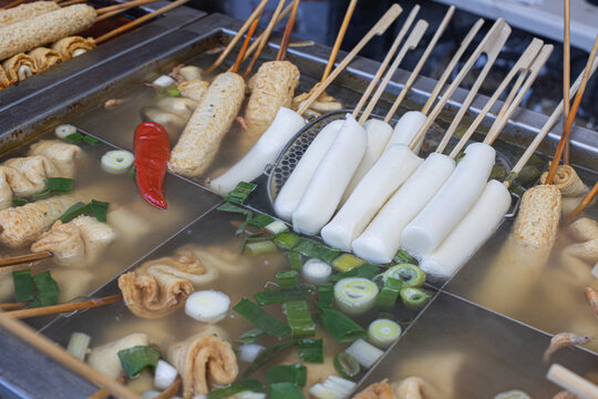 korean street food of fish cake in winter