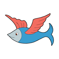 Flying fish cartoon. Vector image