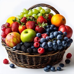 Naklejka na ściany i meble Freshness overload: Basket of colorful fruits.