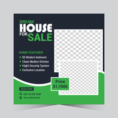 Real estate house social media post or square banner template