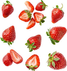 Fresh strawberries, cut out transparent