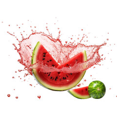 Watermelon splashing isolated on white background