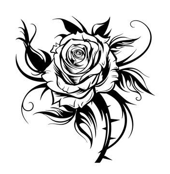Rose Blume Liebe Floral Vektor Symbol Tattoo