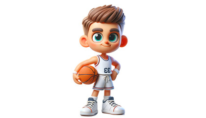 3d cartoon illustration of player holding a basketball