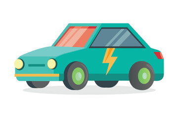 Art & Electric car 3d shape isolated vector illustration