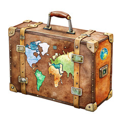 3d suitcase isolated on transparent background