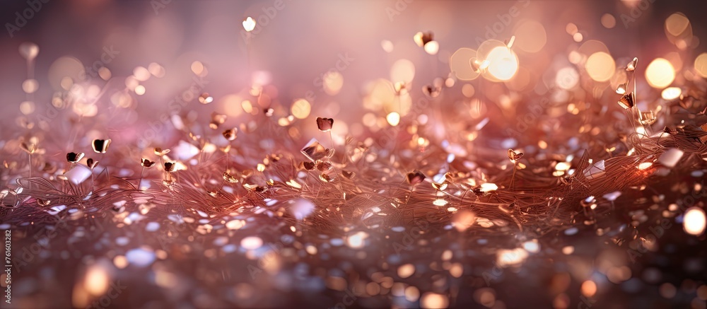 Poster macro photography capturing a closeup of sparkling glitter on a dark background, creating a mesmeriz