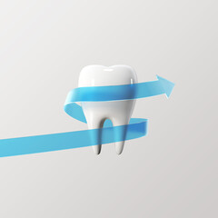 White tooth implant implant cut, healthy tooth or dental surgery.