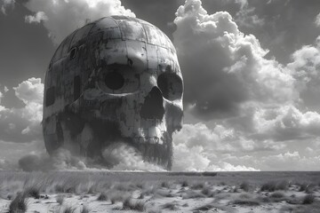 Massive Skull in Desert - obrazy, fototapety, plakaty