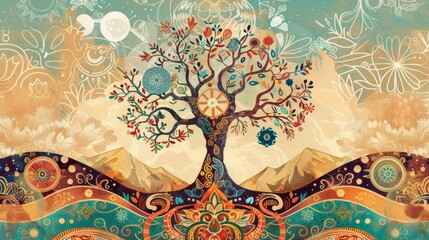 Interfaith Tree of Life in Nature Illustration