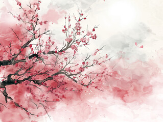 Zen-like watercolor setting, minimal elements for a serene, clean, and creatively engaging background