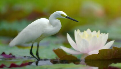  Little Egret in the Lotus Pond high quality photo 