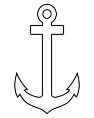 anchor silhouette symbol shape, black and white vector illustration